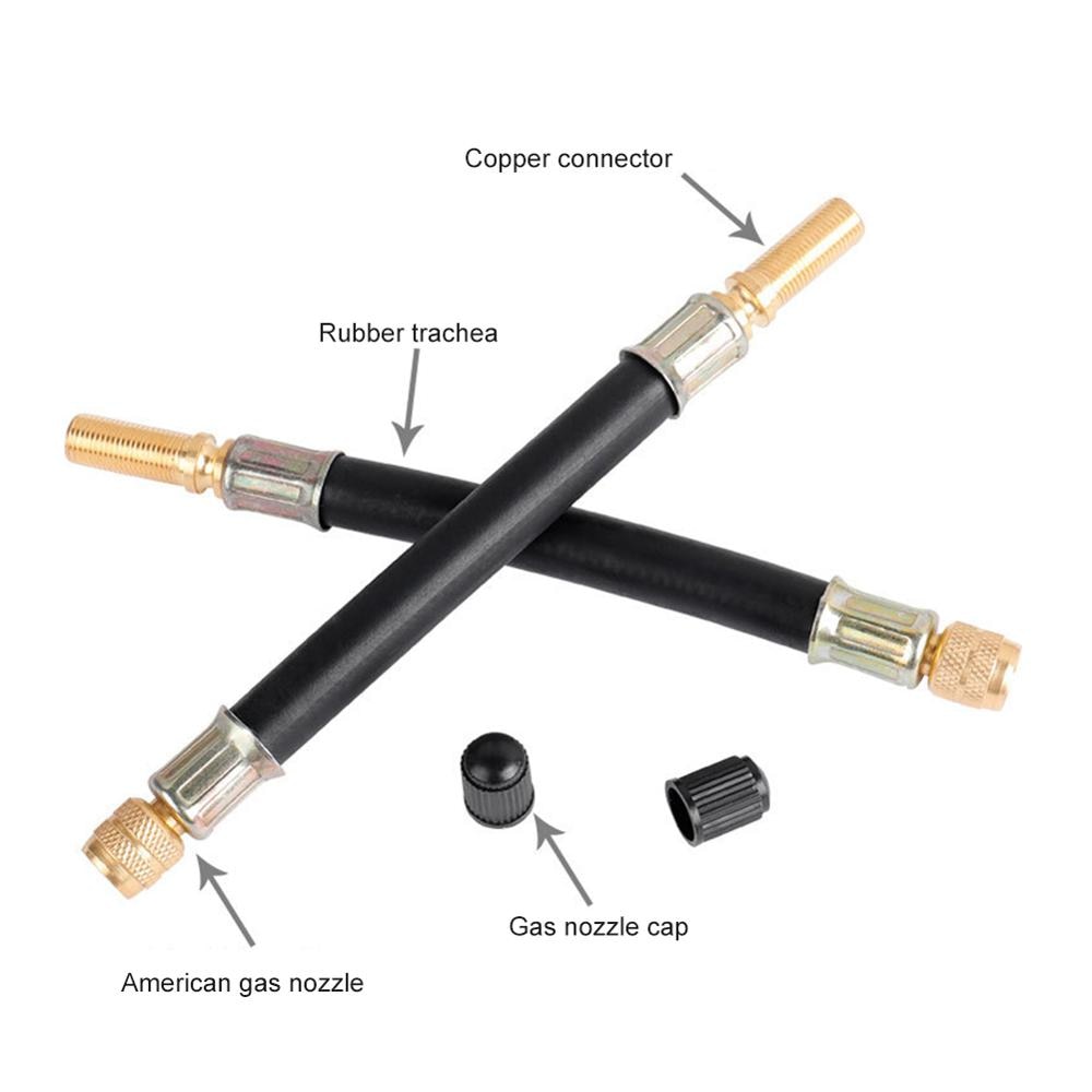 2 x 140mm Brass Tire Valve Stem Extension Pole Caps Extender Flexible Rubber Hose Car Wheel Valve Stem Tire Valve Extension