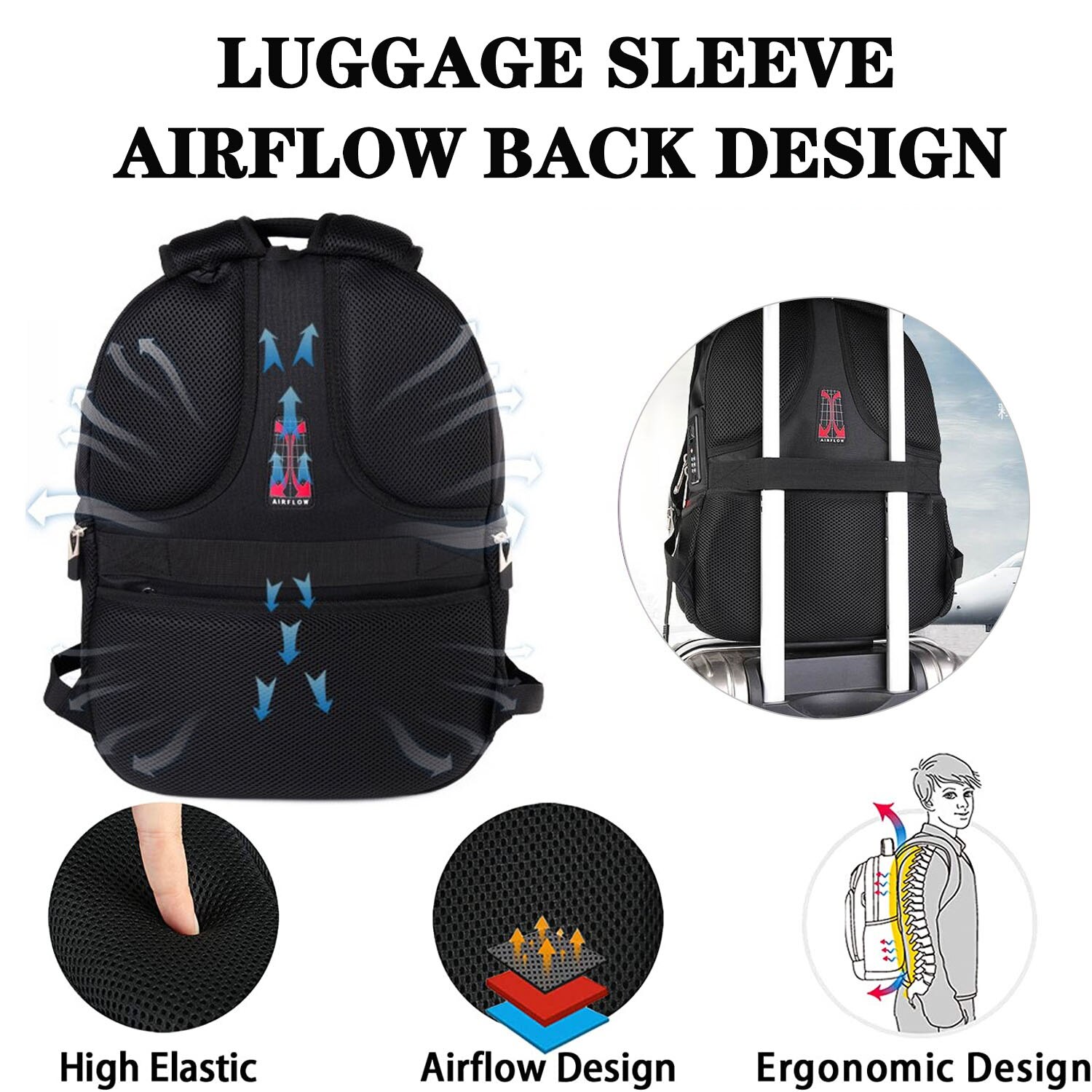 Mochila de viaje de negocios de gran capacidad para hombre, con bloqueo de código, carga USB, multicapa, bolsa para ordenador portátil de 15,6 pulgadas, bolsos escolares de