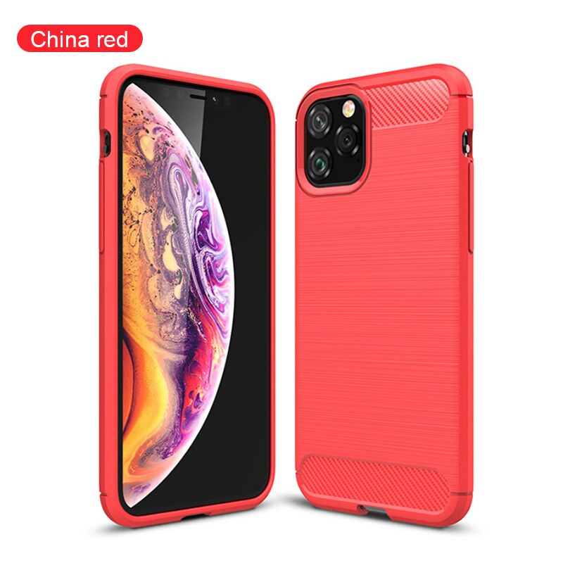 Suitable for iphoneSE protective cover mobile phone shell apple xs max carbon fiber 11pro mobile phone anti-fall cover: China red