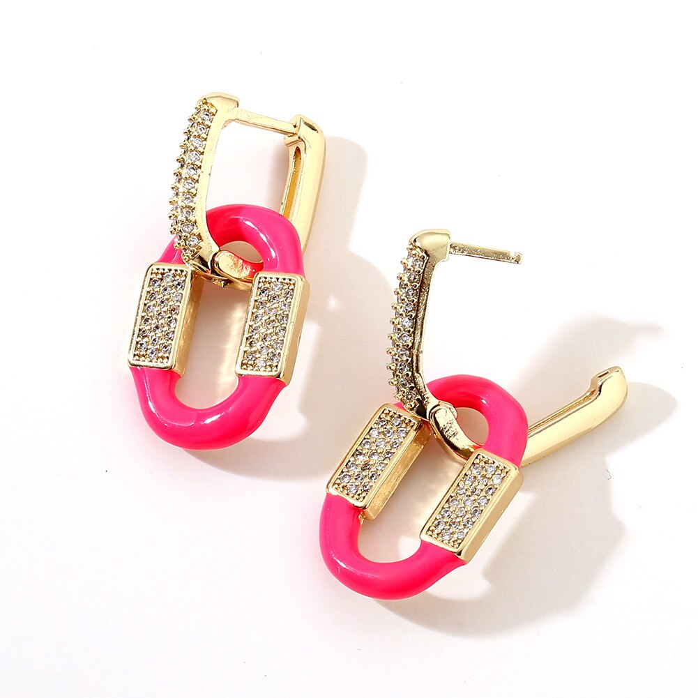 Y2K-pendientes de aro esmaltados para mujer, aretes de gota geométricos, joyería de la amistad, , 2022