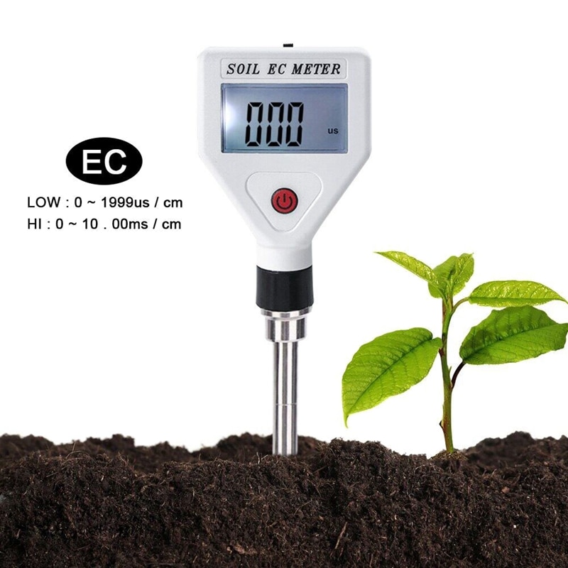 Soil EC Meter High Precision Metal Probe ATC Conductivity Tester Detector For Flowers Farmland Garden