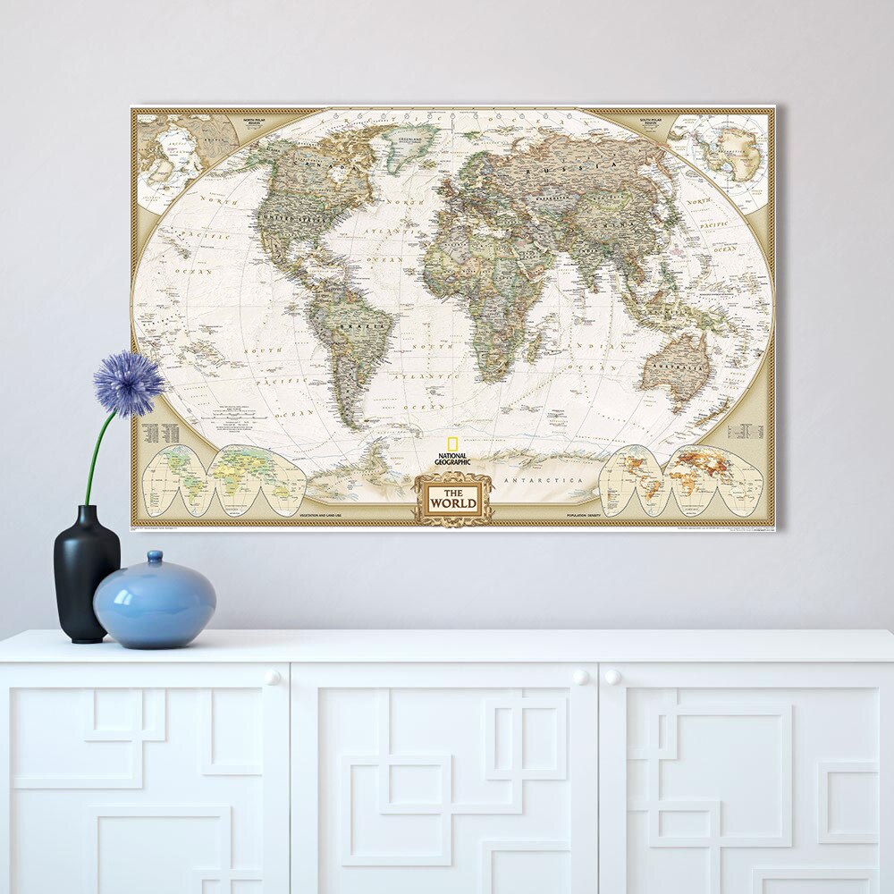 10PCS Large Vintage World Map Office Supplies Detailed Antique Poster Wall Chart Retro Paper Matte Kraft Paper 20*30CM Map World