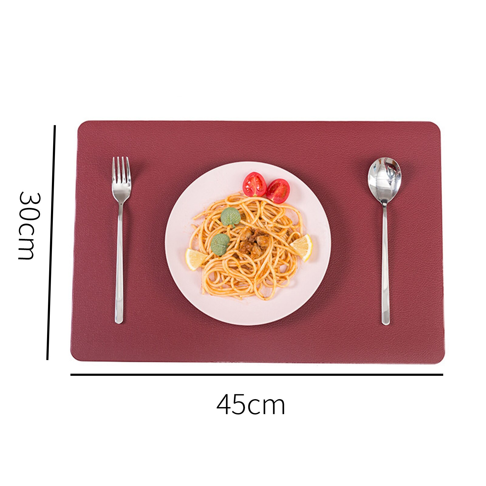 4Pcs Ins Style Waterproof Leather Placemats Table Mats Set Heat Resistant Easy Clean Washable Placemat: Red
