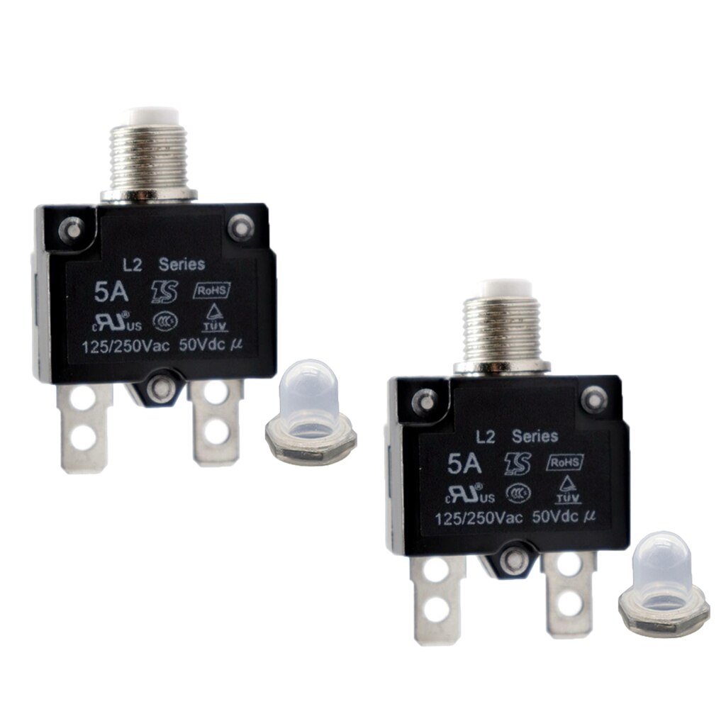 2pcs 5A For cars, trucks, ships Circuit Breaker Overload Protector Switch Fuse Resettable 125/250V Good