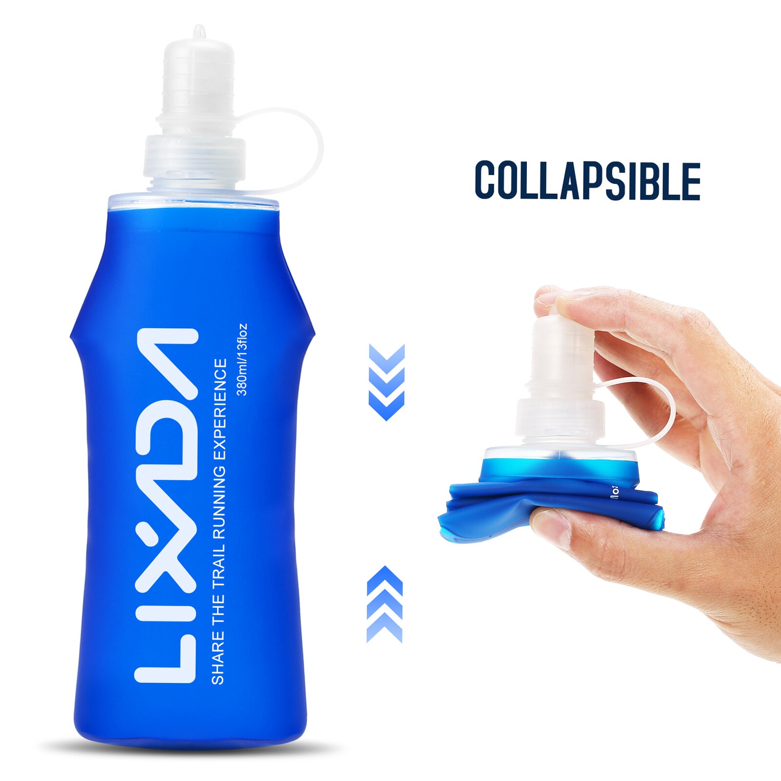 Lixada Weiche Flasche Falten BPA FREI Trink Wasser Flasche für Laufen draussen Wandern Radfahren 250mm 300mm 380mm 500mm