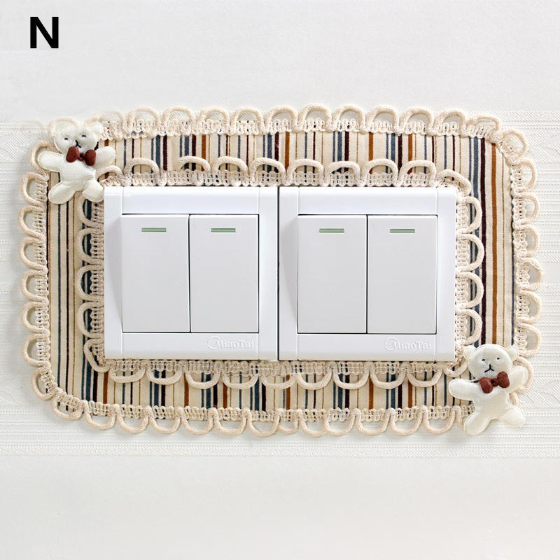 Lace Fabric Switch Protective Cover on-off Switch Outlet Wall Sticker European Light Switch Cover Decoration with Storage Bag: Switch cover12