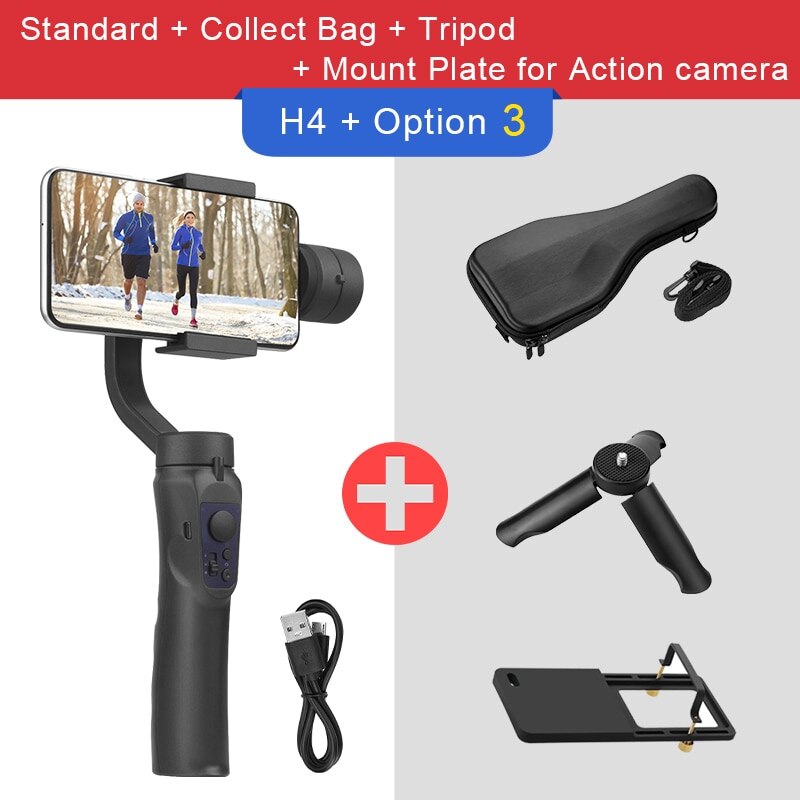 EKEN H4 3 Axis Handheld Stabilizer Cellphone Video Record Smartphone Gimbal For Action Camera phone: Option 3
