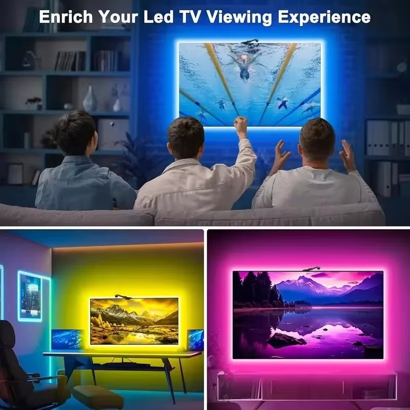 Led Ambilight Tv rétro-éclairage 5V Usb Rgbic bande de lumière LED intelligente avec caméra 3.8M 5M App éclairage intelligent lampe de synchronisation de couleur
