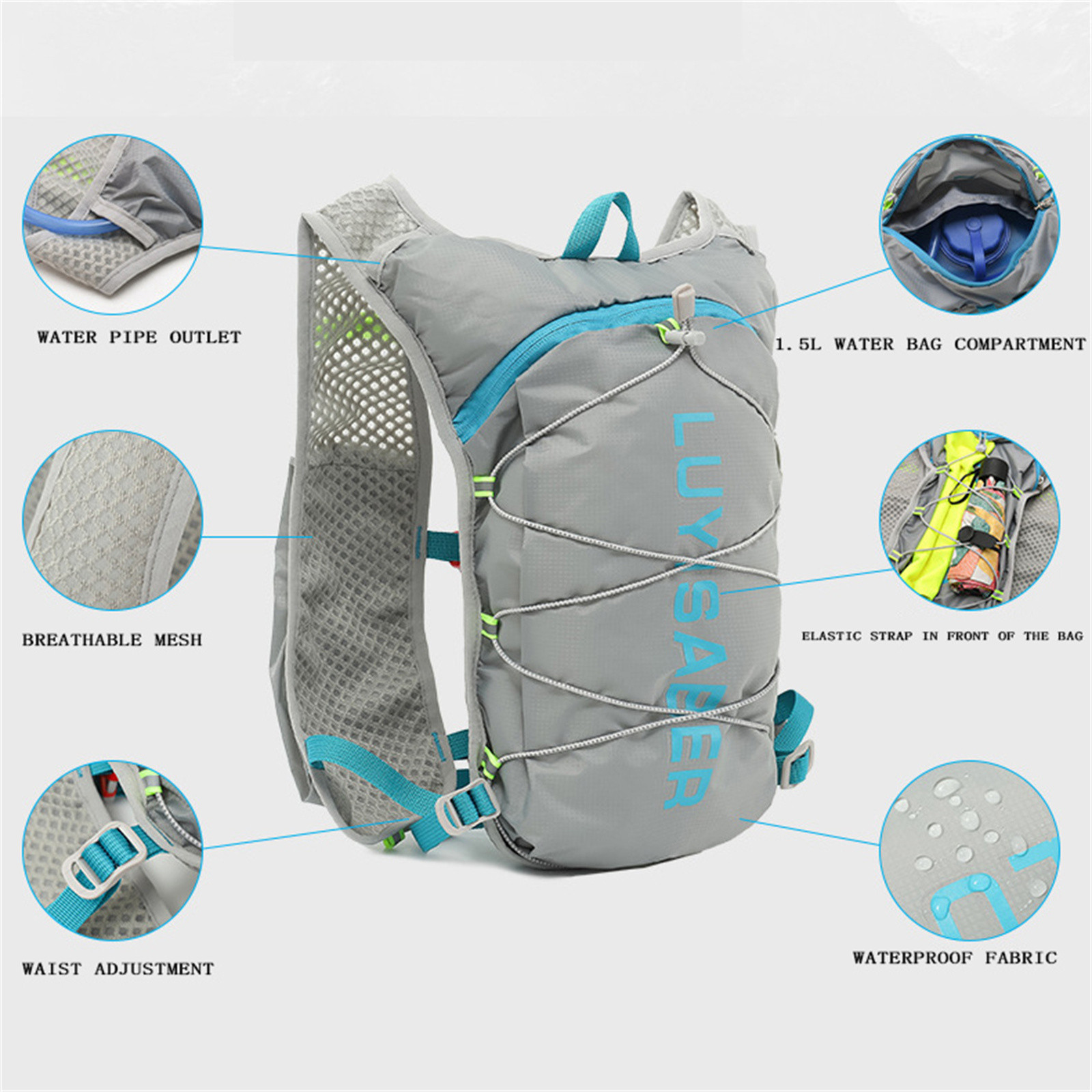 Neutral Cycling Hydration Pack Running Backpack Lightweight Multi-Functional Large-capacity 2L Knapsack With Reflective Strip