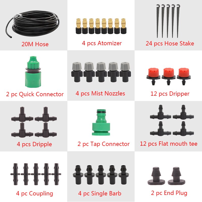 Fast 5M-50M Irrigation System Automatic Watering Garden Micro Drip Watering Kits With Adjustable Drippers: 20m
