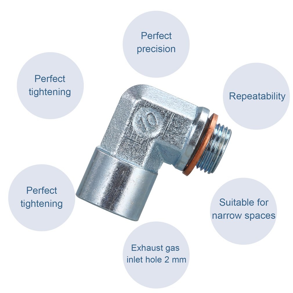 M18X1.5 O2 Oxygen Sensor Angled Extender Spacer 90 Degrees 02 Bung Extension For Decat Hydrogen Easy Installation