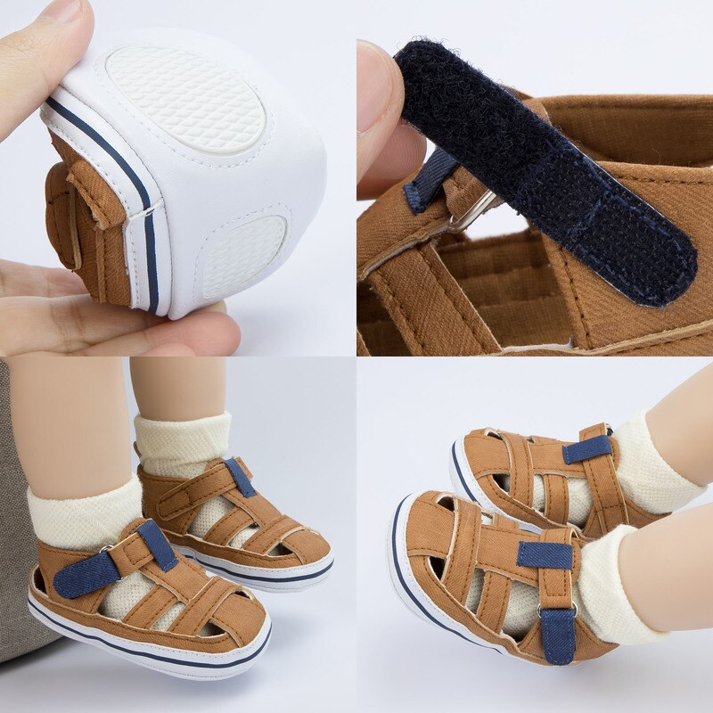 KIDSUN Baby Sandals Baby Girls Boys Shoes Solid Color Casual Cotton Flat Soft-sole Non-slip infant First Walkers Newborn