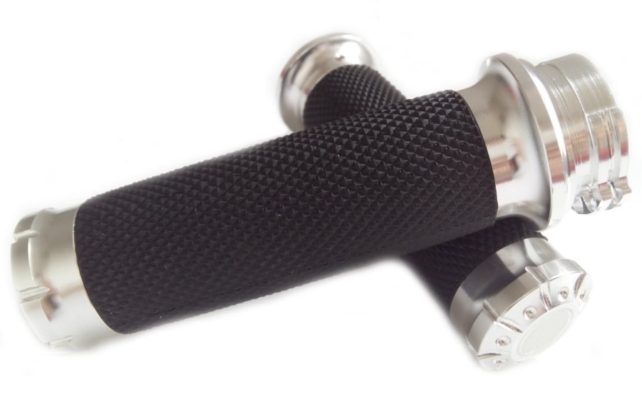 Silver Motorcycle Handle CNC 1"25mm Handlebar Hand Grips For Harley Sportster Touring Dyna Softail Custom