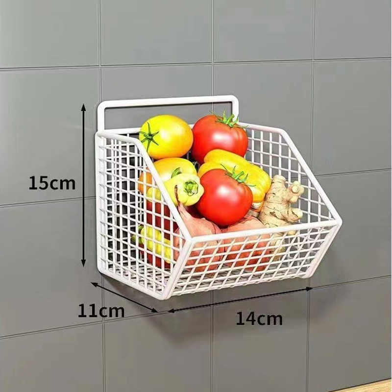 Cesta de armazenamento de cozinha montada na parede, rack de armazenamento de fio durável para legumes e frutas, adequado para organização doméstica: Níquel