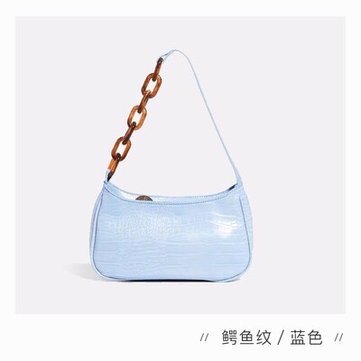 Eidechse-drucken Leder Kette eins-Schulter Tasche Mini retro Jahrgang Dame Handtaschen Frauen Luxus Unterarm Stangenbrot Tasche: 5