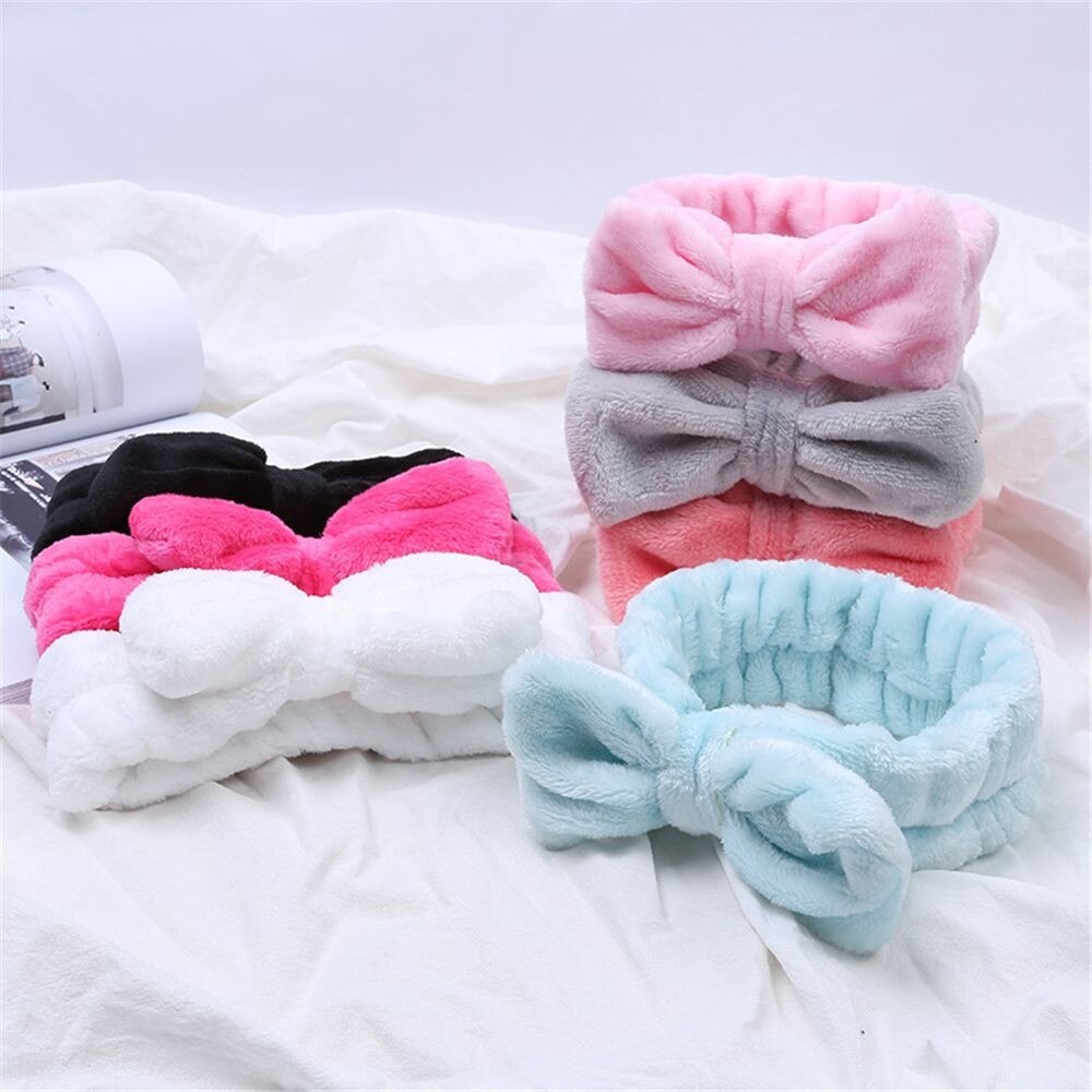 Koral fleece hårsløjfe kryds pandebånd til vask ansigt makeup dame bademaske kosmetisk hårbånd elastisk blød turban hårtilbehør