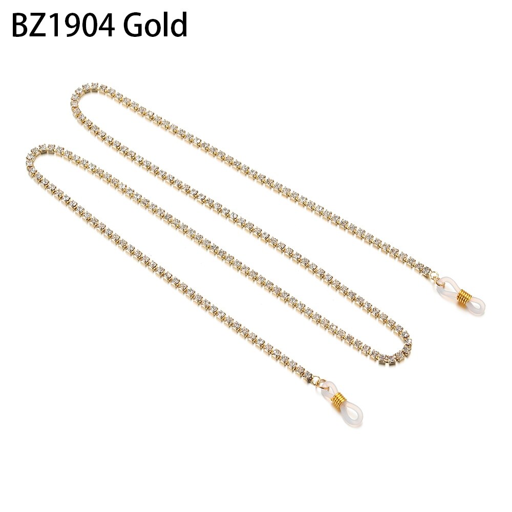 Reading Glasses Chain for Women Metal Sunglasses Cords Beaded Eyeglass Lanyard Hold Straps Eyewear Retainer: BZ1904 Gold