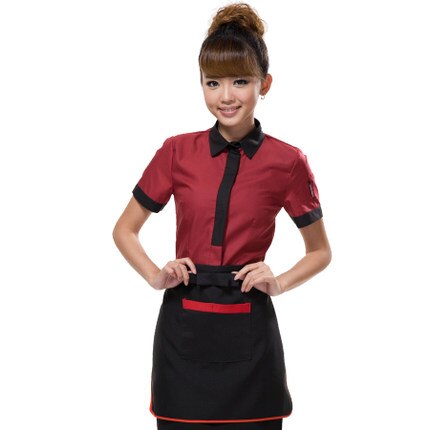 Stil sommar uniform kvinna och man rengöring kostymer kortärmade rum restaurang egendom golv renare arbetskläder: Kvinna röd / Xxxl