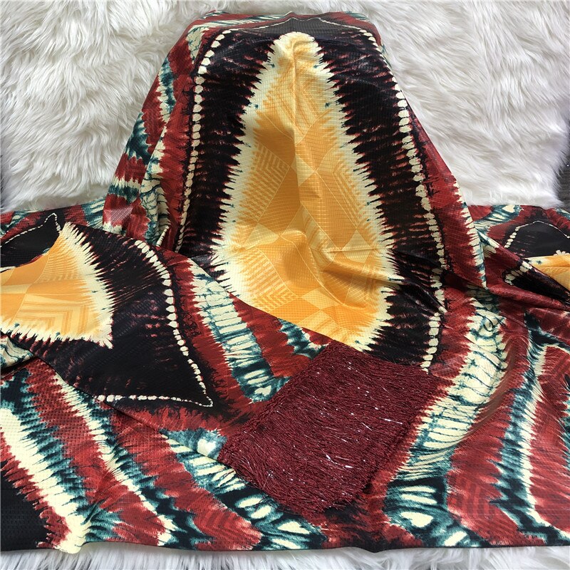 Nouveauté africain bazin riche dentelle bazin farbic avec gland pour mariage 5 2yards/lot