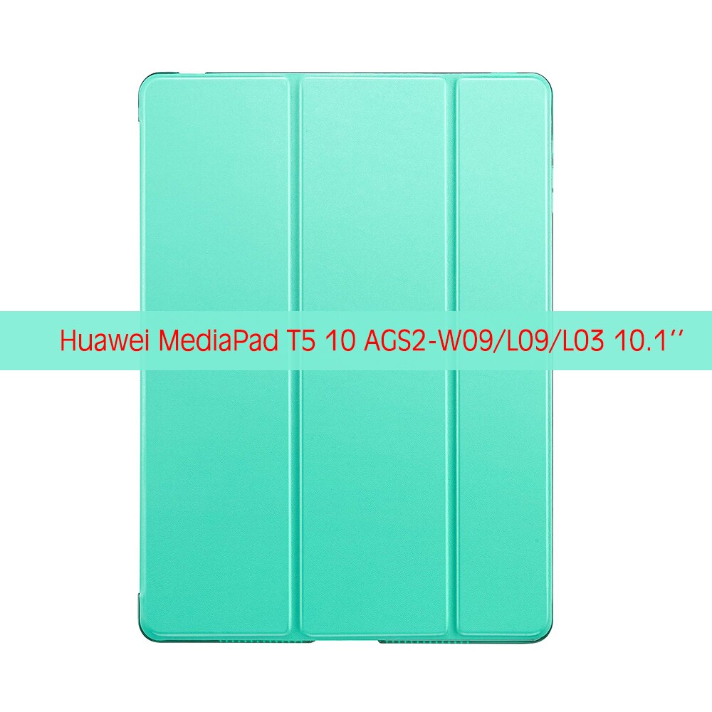 Fodral för huawei mediapad  t5 10 ags 2-w09/l09/l03 10.1 'fundas for honor play pad 5 10.1 tpc back pu läder smart cover auto sleep: Mint-mediapad  t5 10