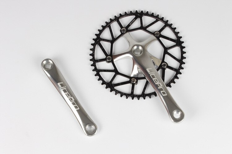 Litepro Bici Pieghevole 170 millimetri Guarnitura 130bcd Catena di Riciclaggio Della Bicicletta-anelli Manovella Set 50-58t: Silver set 52T