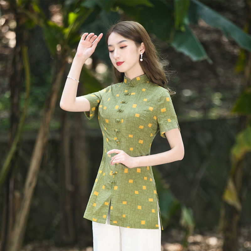 Vintage Hanfu Vrouwen Slanke Cheongsam Tops Chinese Traditionele Jurk China Stijl Overhemd Tang Pak Blusas Etnische Harajuku Blouse