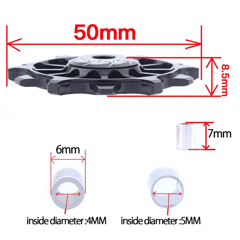 Muqzi Bicycle 12T Positive Negative Tooth Wheel Rear Derailleur Bike Guide Pulley Ceramics Bearing