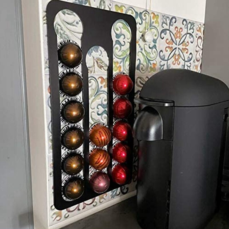 Soporte para cápsulas de café Nespresso Vertuo, estante de almacenamiento montado en la pared para cápsulas de café, capacidad: 17