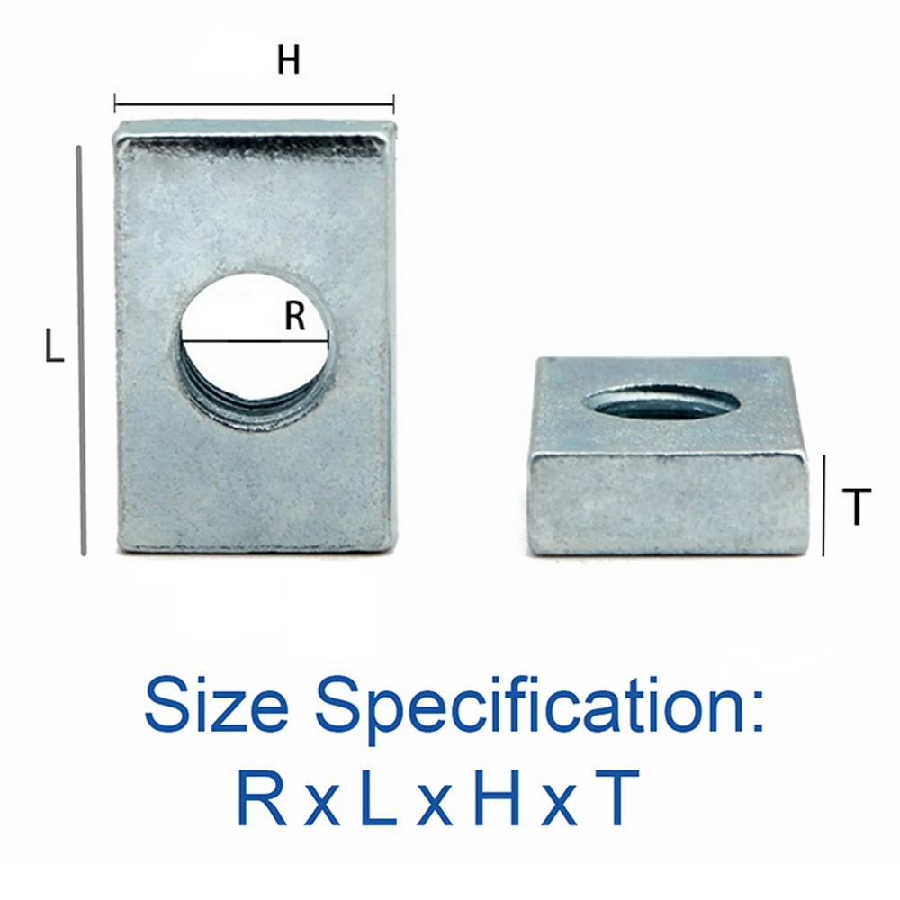 10-50 Stuks M3 M4 M5 M6 M8 Vierkante Moer Verzinkt Koolstofstaal Dunne Rechthoekige Moeren Slider blok Voor Aluminium Profiel Accessoire