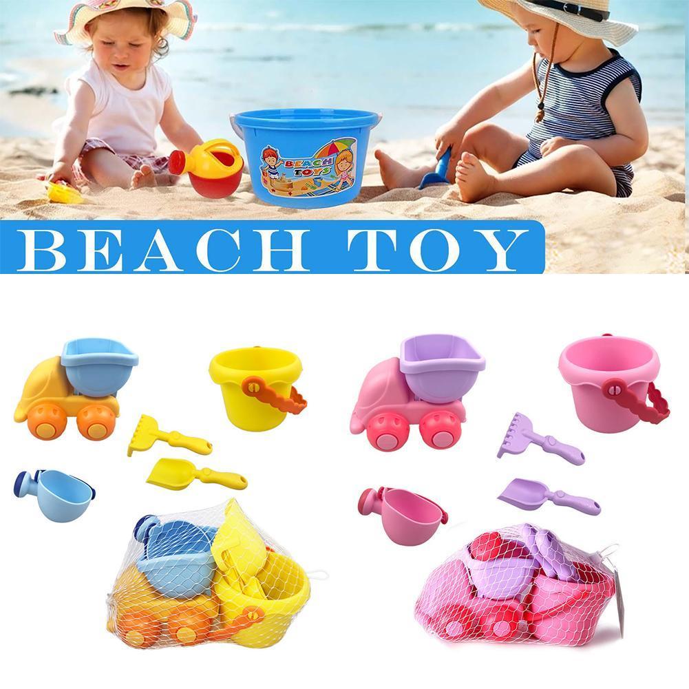 1 Set Sand Beach Toy Bucket Spade Shovel Rake Sand Car Kids Beach Sand Tool Kit Outdoor Boys Girls Toys