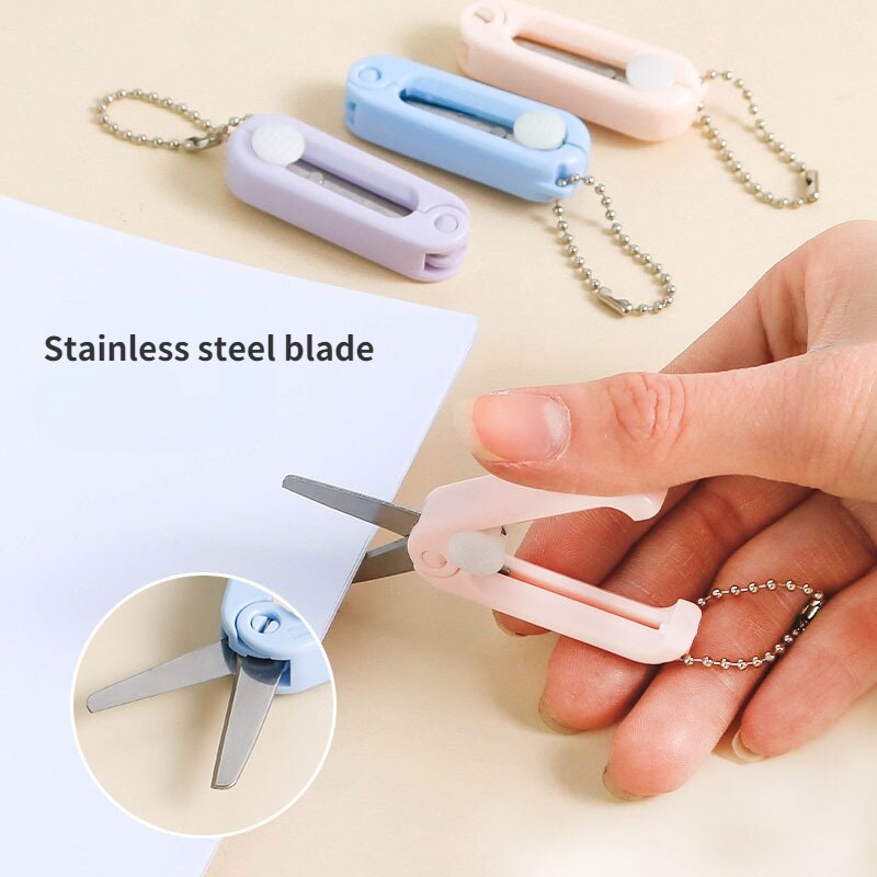 Stainless Steel Small Scissors Portable Mini Scissors Retractable Folding Scissors Multifunctional Safe and Cute