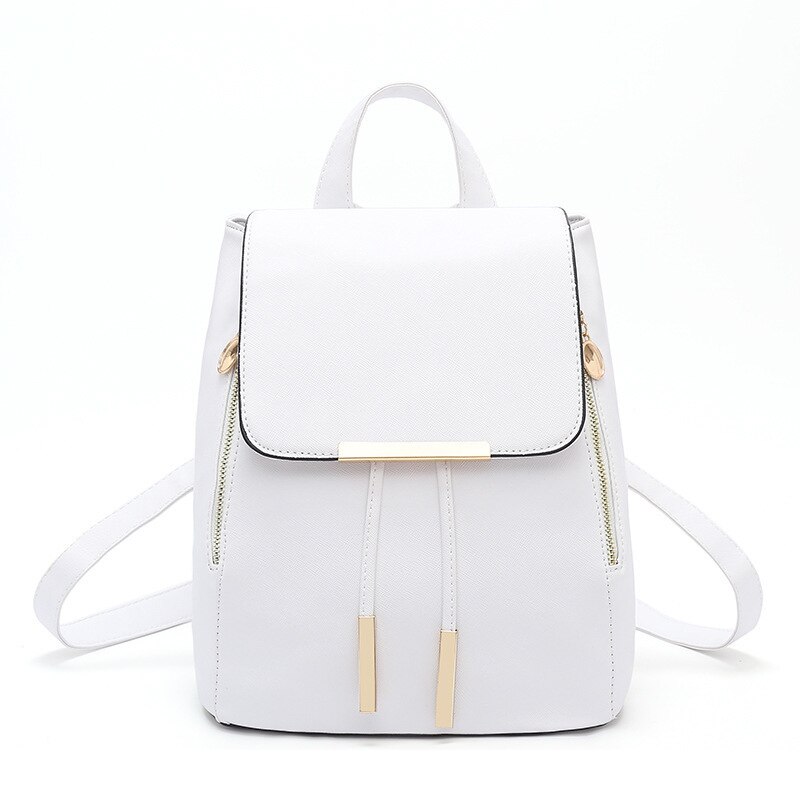 Black School Supplies Backpack Female PU Leather Backpack Japanese Street Bag Women's School Bag for Adolescent Girls Backpacks: White