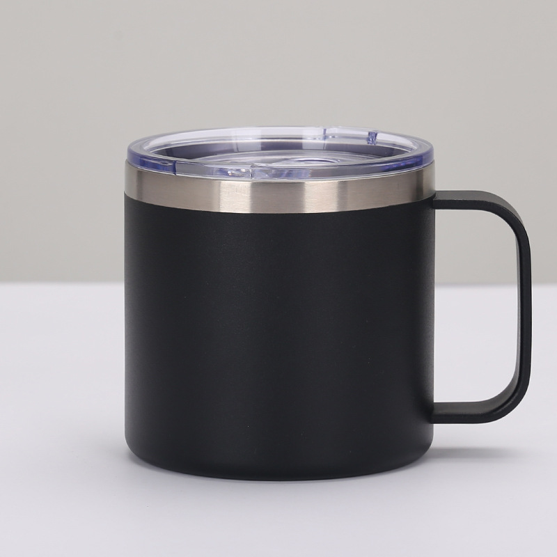 Vaso de Leche de acero inoxidable de 14oz, tazas de doble pared con aislamiento al vacío, vaso de vino de Metal con asas y tapas, taza de café deportiva: X4