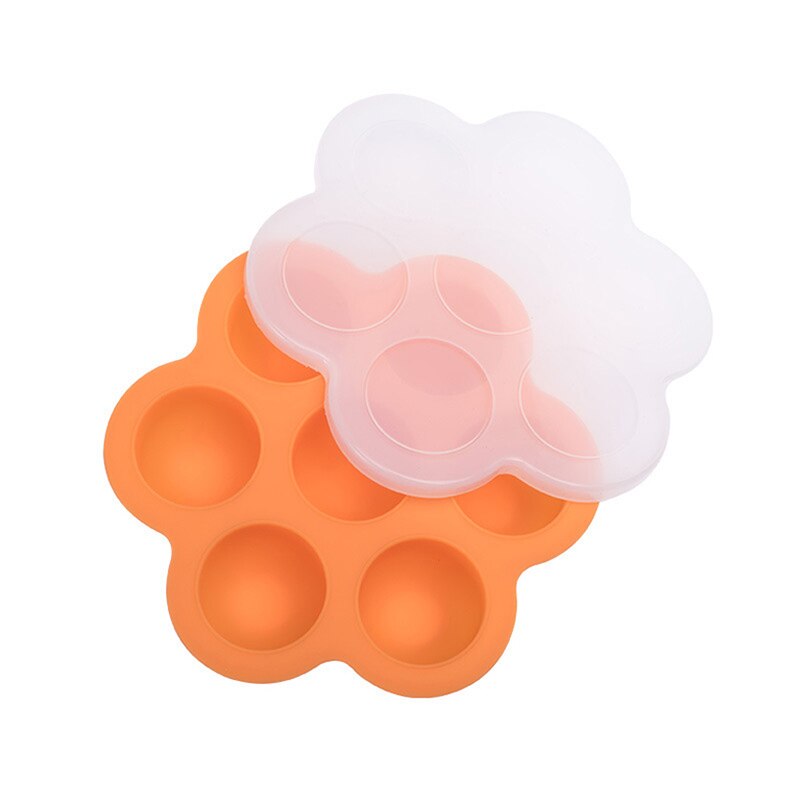 Contenedor de silicona para alimentos de bebé, caja de almacenamiento de frutas y leche materna, bandeja para congelador, contenedor de comida para bebé: Naranja