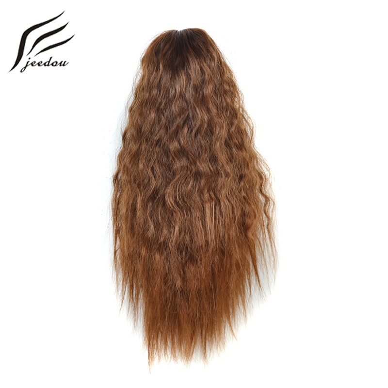 jeedou Short Curly Hair Ponytail Extensions Claw Ponytails Synthetic Natural Black Red Frosted Color Hairpieces