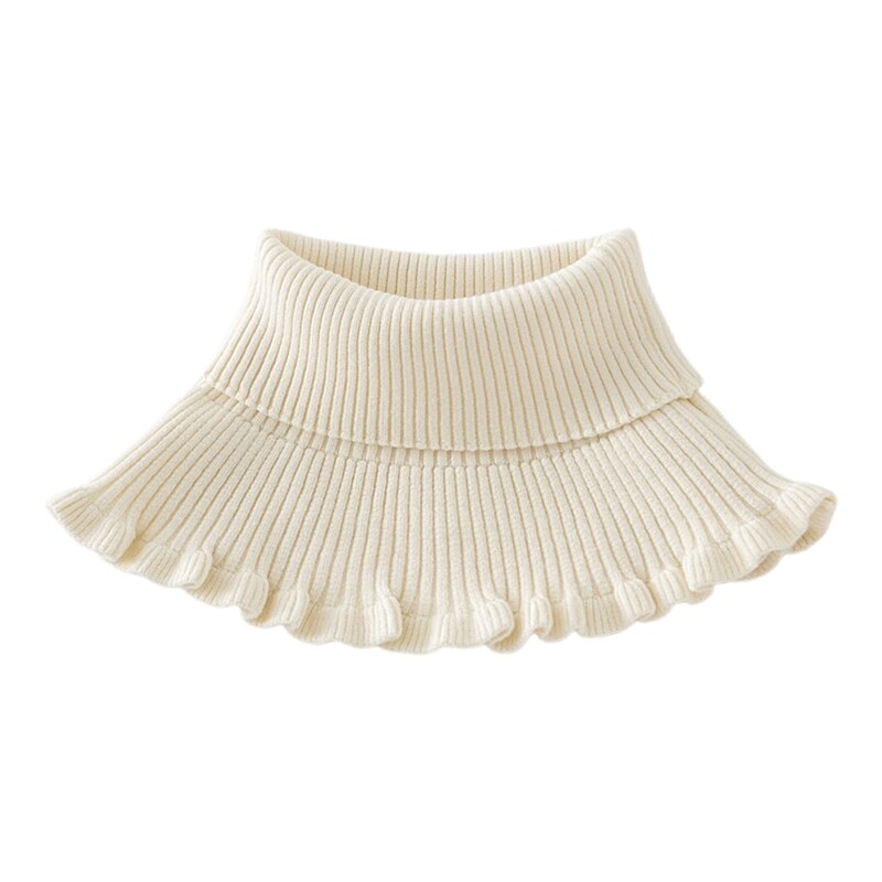 Col roulé côtelé tricot faux col Dickey solide volants détachable écharpe enveloppe L9BE: Apricot