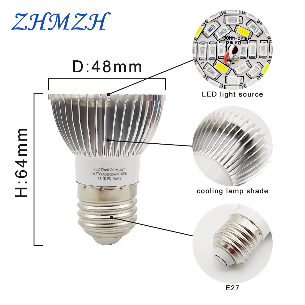 18LEDs 28LEDs Plant Growing Lamp Bulbs Growing Lights Full Spectrum Growth Lamps for Indoor Flower Potted Planting