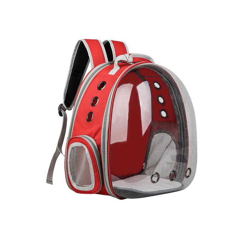Transportín para gatos portátil, bolsa de transporte multifunción plegable perro, cápsula de espacio grande, hombro de burbuja, mochila para mascotas, jaula para tienda: Rojo