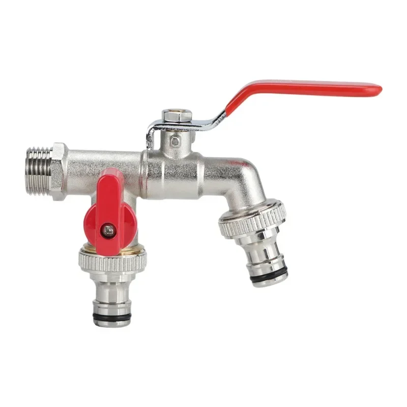 draussen Doppel Wasserhahn Wasserhahn Außen Garten Schlauch Wasserhahn Adapter 1/2'' 3/4'' 1 Einlass 2 BC Wassertank Anschluss Durcheinander Wasserhahn: Burgunderrot