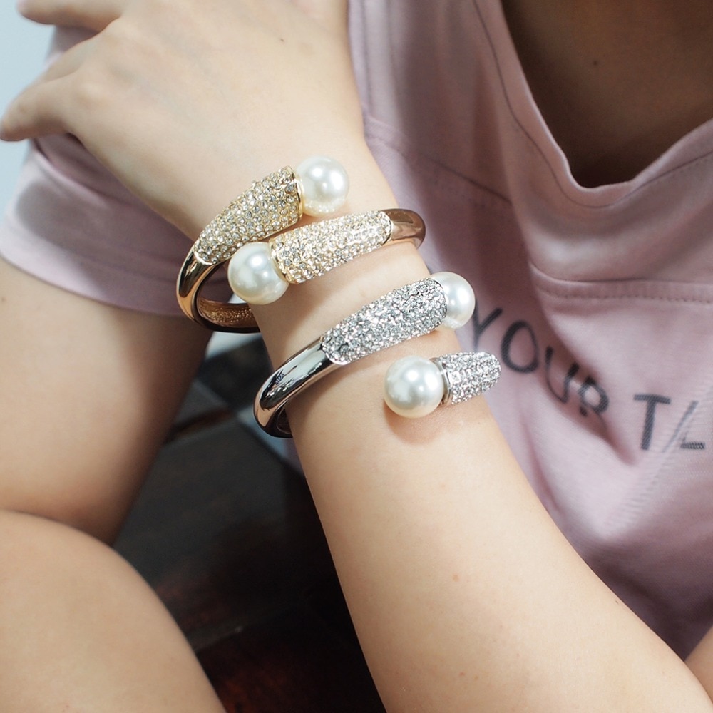 Imitatie Parels Manchet Armbanden Charme Legering Armbanden Armbanden Voor Vrouwen Sieraden Accessoires Gouden Zilveren Kleur Ukmoc