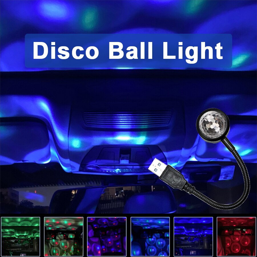 Proyector LED de bola de discoteca para niños, luces de con sonido activado para coche, club nocturno, decoración de habitación, de cumpleaños
