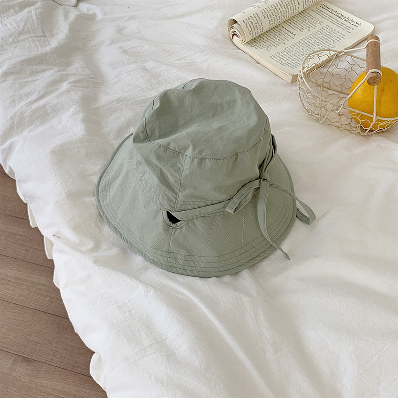 Chapéu de pescador feminino à prova de vento, alça fixa com cadarço, aba larga, guarda-sol, anti-uv, parte superior plana, tampa de bacia dobrável: Verde