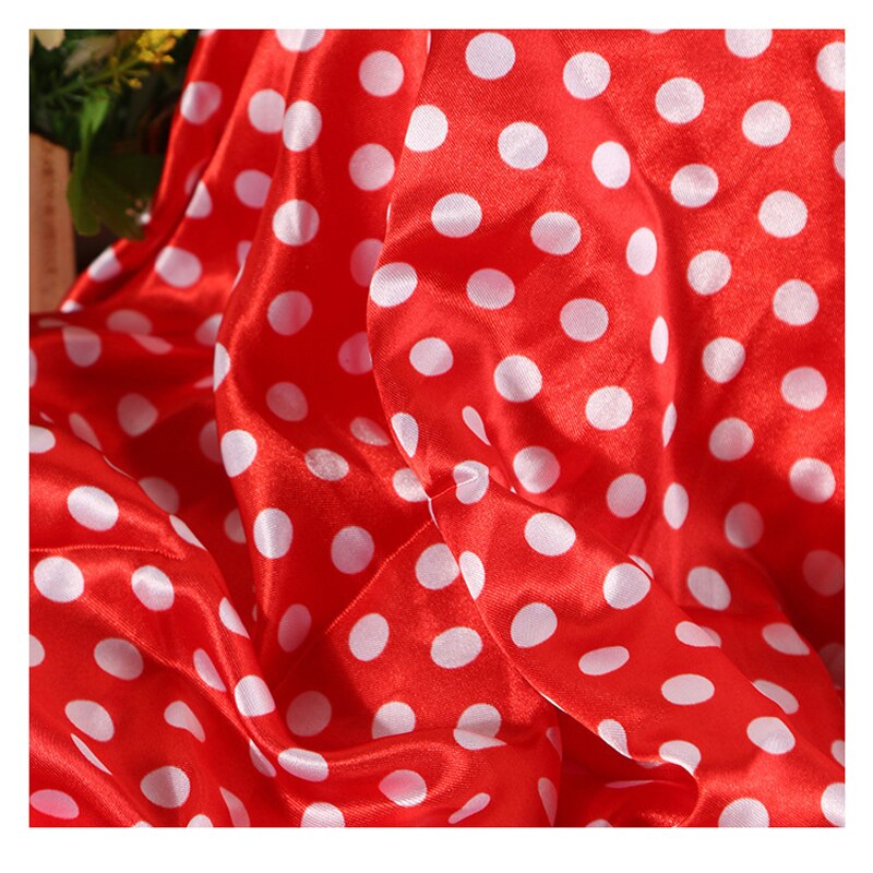 Prik skygge print punkt cap tørklæde satin tørklæde bånd kjole pyjamas stof