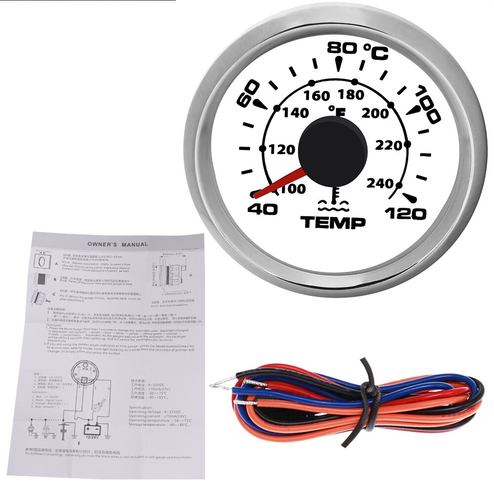 40~120 Celsius Boat Car Water Temperature Gauge Digital temperature meter Auto Motorcycle Thermometer Water Temp Gauges 9-32V