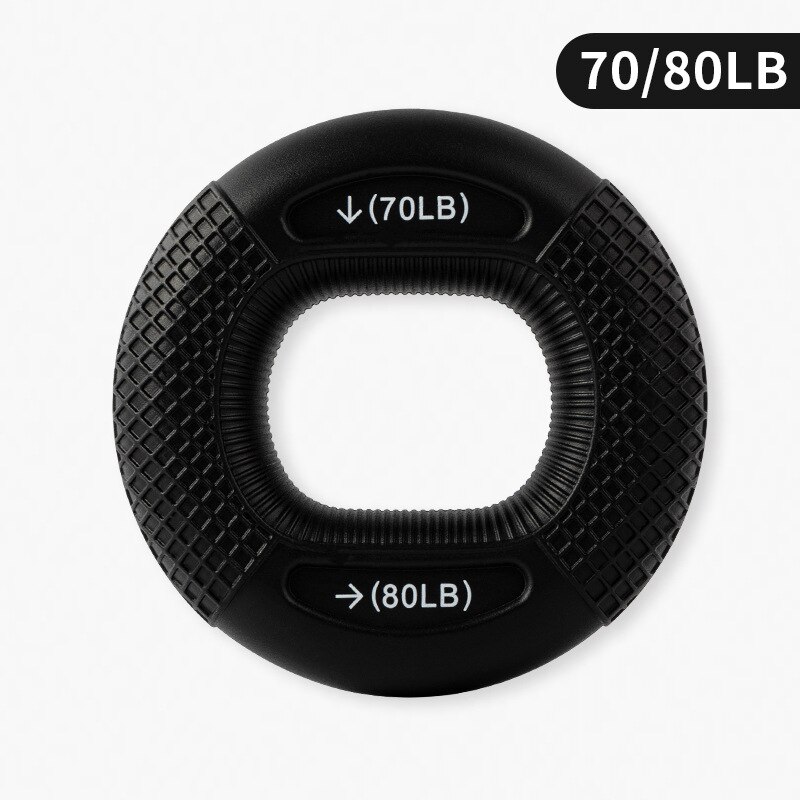 70/80LB Portable Hand Grip Gripping Ring Carpal Finger Trainer Grip Strength Rehabilitation Stress Ring Ball: Black
