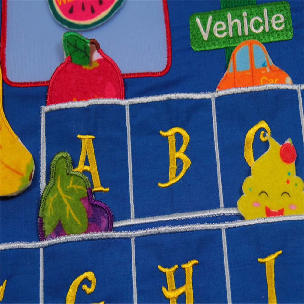 Kindergarten Infant Teaching Aid Educational Toy Cloth Learning English Letter Weather Date Season Calendar Teaching Tool