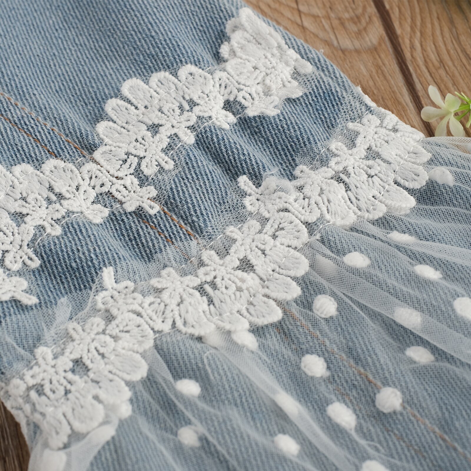 Kids Girl Pants, Wide-Leg Trousers, Side Pockets Fall High Waist Ruffle Lace Floral Bell Bottoms