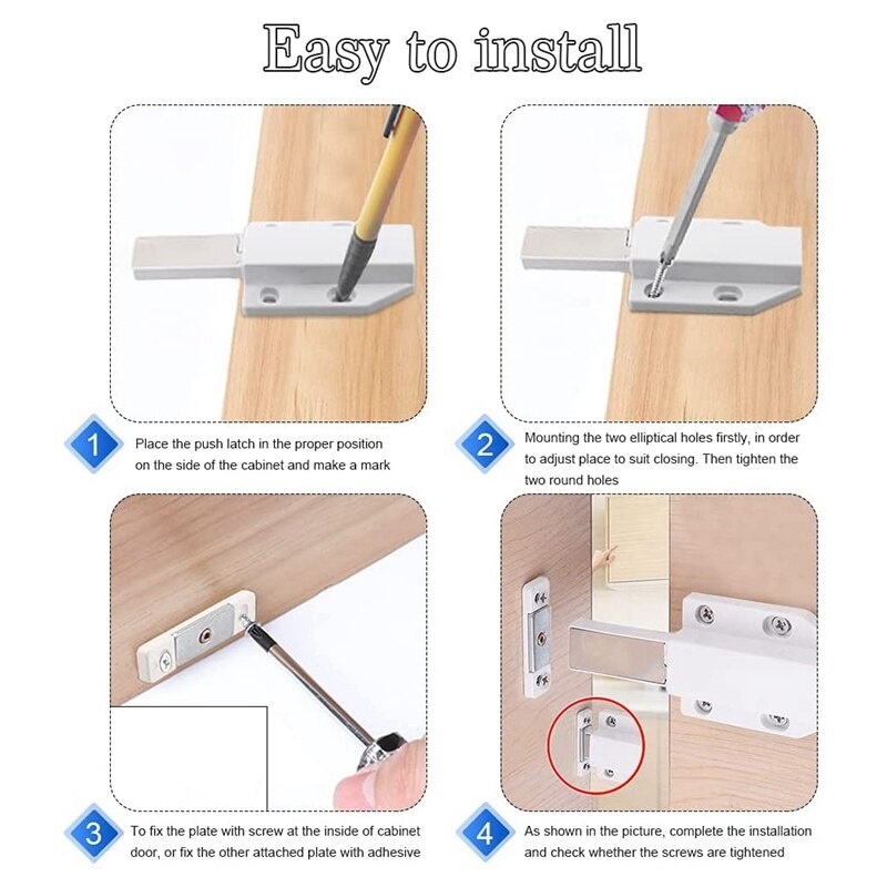 Push Klink Zware 4 Pack Push To Open Kast Hardware Magnetische Contact Vergrendelingen Voor Grote Deur Push