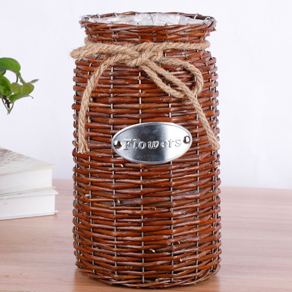 Modern Handmade Natural Wicker High Floor Vase Wic... - Vicedeal