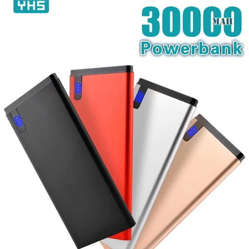 Batterie externe 30000mAh Portable grande capacité Ultra-mince voyage extérieur Powerbank chargeur de téléphone LCD affichage numérique pour Smartphone